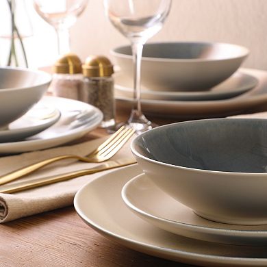 Gibson Elite Crescenton 12 Piece Stoneware Reactive Plates and Bowls Set