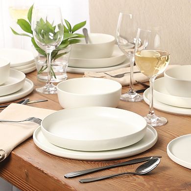 Gibson Elite Bayou Moon 16 Piece Stoneware Reactive Plates and Bowls Set