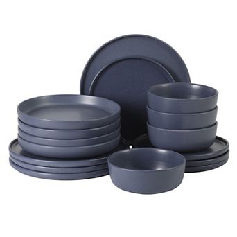 Gibson Elite Bayou Moon 16 pc Stoneware Reactive Plates and Bowls Set