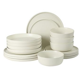 Gibson Elite Bayou Moon 16 pc Stoneware Reactive Plates and Bowls Set
