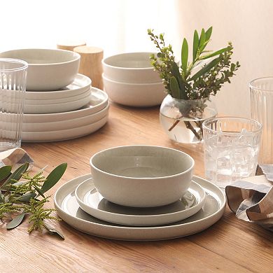 Gibson Elite Tahoe Sunset 12 Piece Reactive Stoneware Plates and Bowls Durable Dinnerware Set