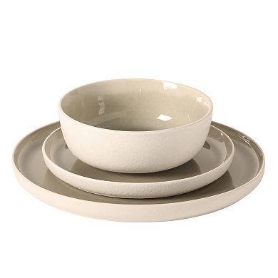 Gibson Elite Tahoe Sunset 12 Piece Reactive Stoneware Plates and Bowls Durable Dinnerware Set