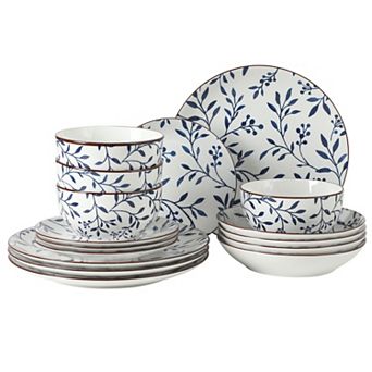 Gibson Home 16 pc Palace Suite Stoneware Plates and Bowls Set