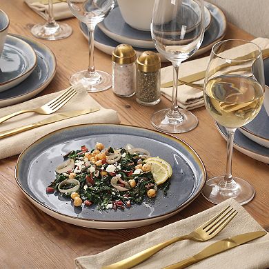 Gibson Elite Alegria River 12 Piece Stoneware Reactive Plates and Bowls Set