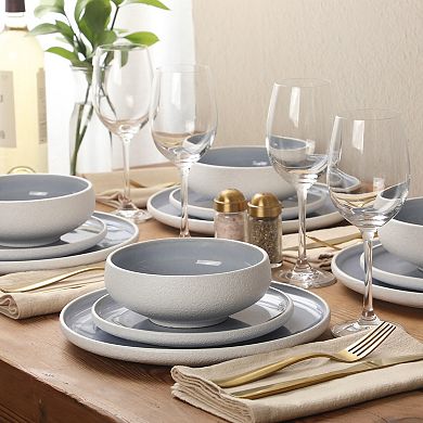Gibson Elite Pacifico Beach 12 Piece Stoneware Reactive Plates and Bowls Set