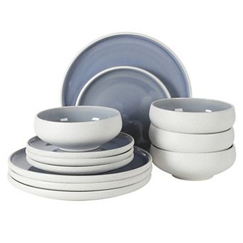 Gibson Elite Pacifico Beach 12 pc Stoneware Reactive Plates and Bowls Set