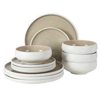 Gibson Elite Pacifico Beach 12 pc Stoneware Reactive Plates and Bowls Set