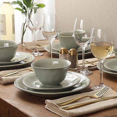 Gibson Elite Port Barton 12 Piece Stoneware Reactive Plates and Bowls Set
