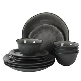 Gibson Elite Port Barton 12 pc Stoneware Reactive Plates and Bowls Set