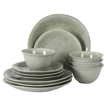 Gibson Elite Port Barton 12 pc Stoneware Reactive Plates and Bowls Set