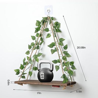 No Drill Wall Shelf Set With Floral Leaf Decor