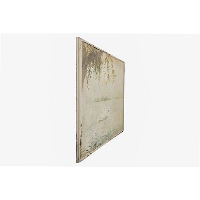 Hello Honey Swans on a Lake Distressed Wood Wall Art with Distressed Finish, Multicolor