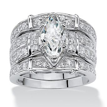 PalmBeach Jewelry 3.05 TCW Cubic Zirconia Bridal Ring Set