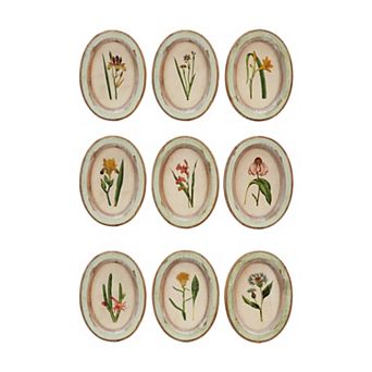 Hello Honey 9 pc Wood Framed Glass Wall Décor with Flower, Multicolor