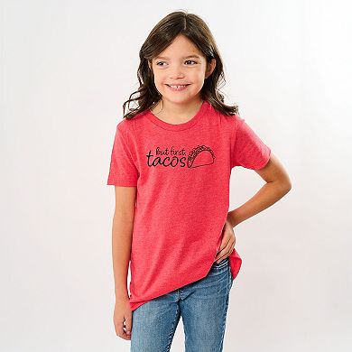 The Juniper Shop But First, Tacos Outline Youth Short Sleeve Tee