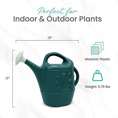2 Gallon Plastic Gardening Watering Can Dual Handles Indoor Outdoor Plants