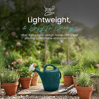 2 Gallon Plastic Gardening Watering Can Dual Handles Indoor Outdoor Plants