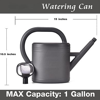 1 Gallon Watering Can With Long Spout Removable Sprinkler Head For Indoor Outdoor Plants