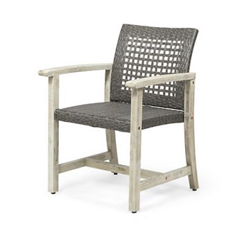 Outdoor Dining Chairs With Wood And Weather Resistant Wicker For Patio