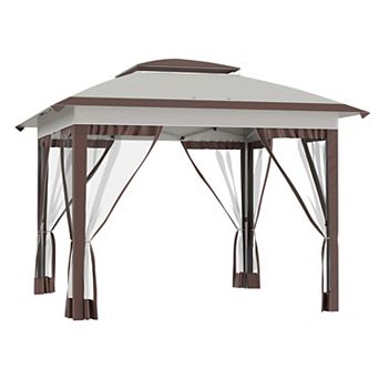 12' x 12' Pop Up Canopy Tent with Protective Mesh Netting and Portable Bag for Instant Shade