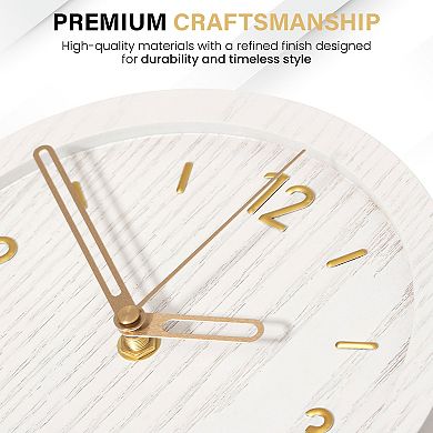 Clockswise 16-Inch Decorative Wall Clock Step Movement Mechanism Metal Frame Wooden Dial & Pendulum
