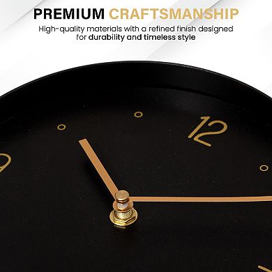 Clockswise 16-Inch Decorative Wall Clock Step Movement Mechanism Metal Frame Dial and Pendulum