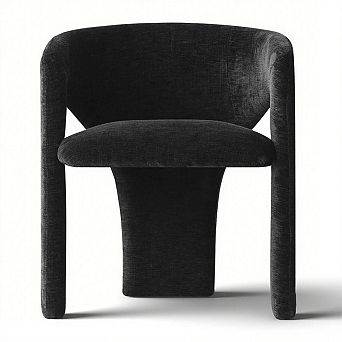 Modern Chenille Upholstered Dining Chair Accent Chair with Curved Armrest for Living Room
