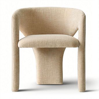 Modern Chenille Upholstered Dining Chair Accent Chair with Curved Armrest for Living Room