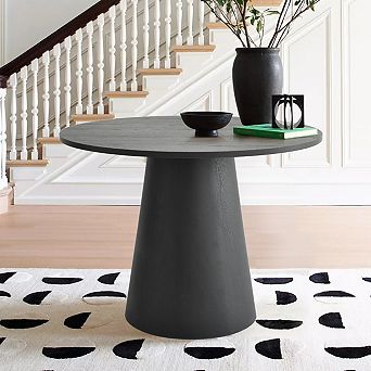 35" Modern Round Dining Table Tapered Pedestal Base Kitchen Table for 2-4 People