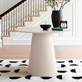 35" Modern Round Dining Table Tapered Pedestal Base Kitchen Table for 2-4 People