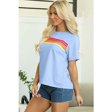 Striped Patch Front Casual Tee