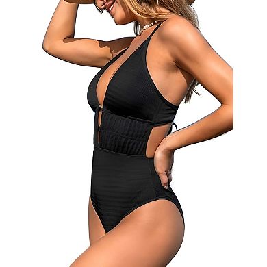 Plunging Neck One Piece Bathing Suit