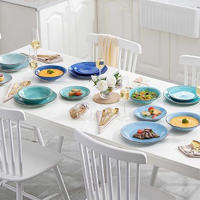 Dinnerware Sets 18 Piece Service for 6, Colorful Dish Set, Microwave Dishwasher Safe