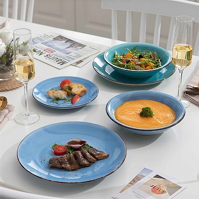 Dinnerware Sets 18 Piece Service for 6, Colorful Dish Set, Microwave Dishwasher Safe
