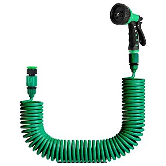 EVA Recoil Garden Hose with 7 Spray Modes & Adapters