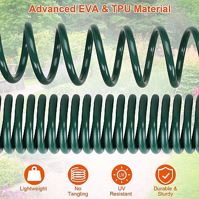 EVA Recoil Garden Hose with 7 Spray Modes & Adapters