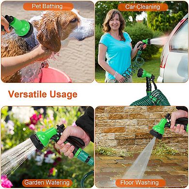 EVA Recoil Garden Hose with 7 Spray Modes & Adapters