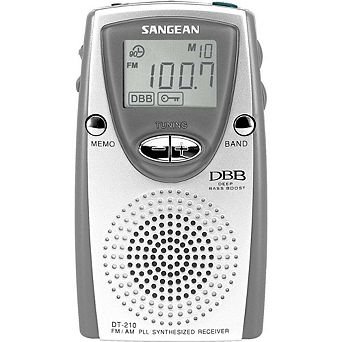 DT-210 FM-Stereo/AM PLL Synthesized Tuning Pocket Radio with 25 Presets and Dynamic Bass Boost