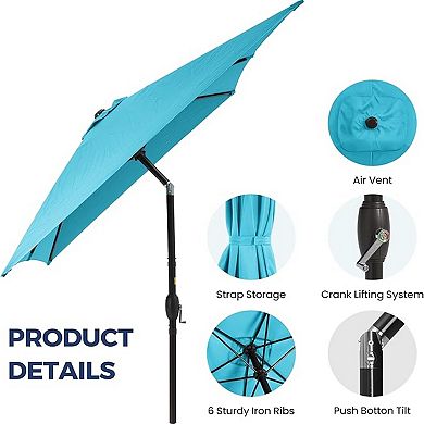 10ft Patio Umbrella, Crank Tilt UV Protection Outdoor Canopy