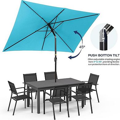 10ft Patio Umbrella, Crank Tilt UV Protection Outdoor Canopy