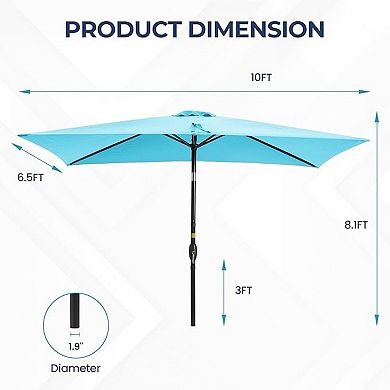 10ft Patio Umbrella, Crank Tilt UV Protection Outdoor Canopy