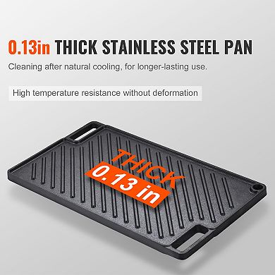 Reversible Cast Iron Griddle, Pre-Seasoned Double Burner Pan