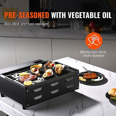 Reversible Cast Iron Griddle, Pre-Seasoned Double Burner Pan