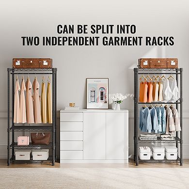 Heavy Duty Rolling Garment Rack 4 Hang Rods 8 Tier Adjustable Closet Wardrobe 800 lb