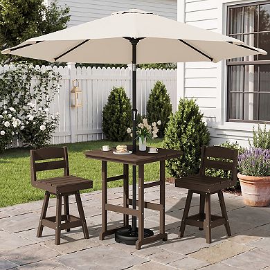 3-Piece Patio Counter Height Bar Set with 2 Swivel Armless Stools and Square Table