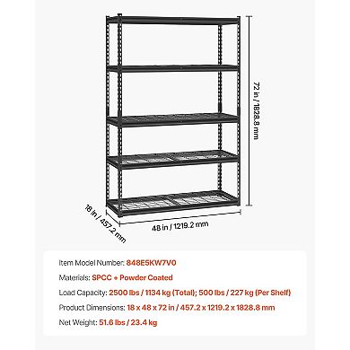 Heavy Duty Garage Shelving 5 Tier Metal Storage Shelf 2000 Lb Capacity