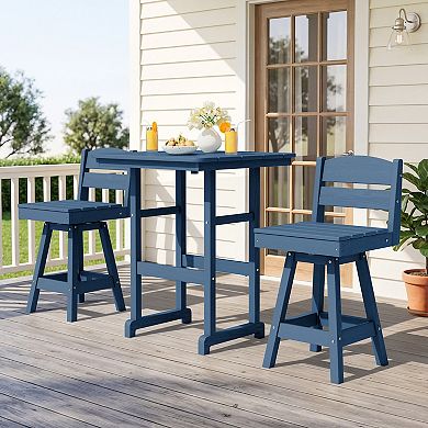 3-Piece Patio Counter Height Bar Set with 2 Swivel Armless Stools and Square Table