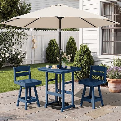 3-Piece Patio Counter Height Bar Set with 2 Swivel Armless Stools and Square Table