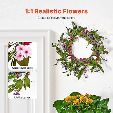 Artificial Decorative Wreath 22 Inch Daisy Front Door Wreath