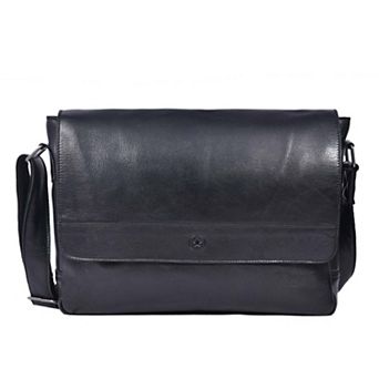 Leather Messenger Bag - Black